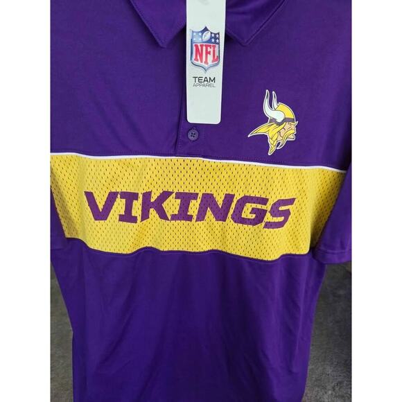 Minnesota Vikings Polo Shirt XL NWT NFL Team Apparel Purple Gold Fan Gear - Picture 7 of 8